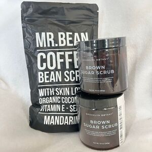 2 Brooklyn Botany Brown Sugar Scrub 1 Mr. Bean Coffee Scrub Mandarin